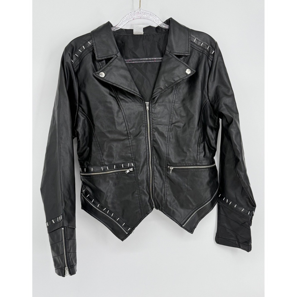 Spirit Halloween DC Comics Catwoman Faux Leather Moto Biker Jacket Black Large